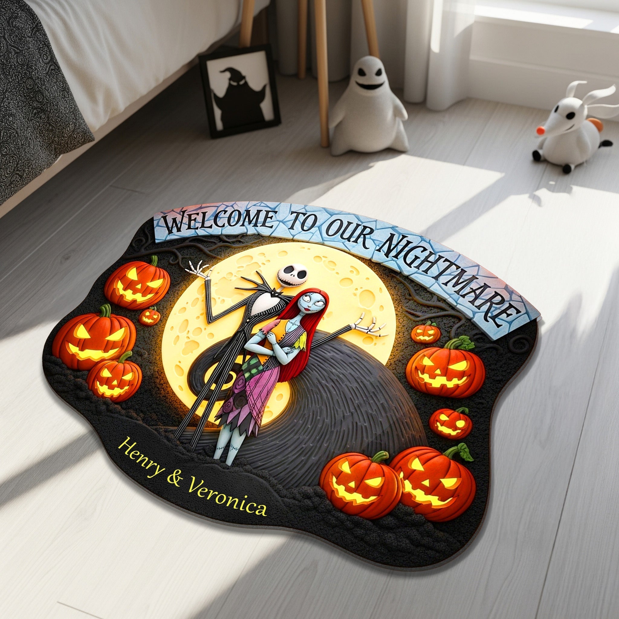 Spooky Couple Custom Shape Doormat - Personalized Gifts For Halloween Couple 01TGMG120825