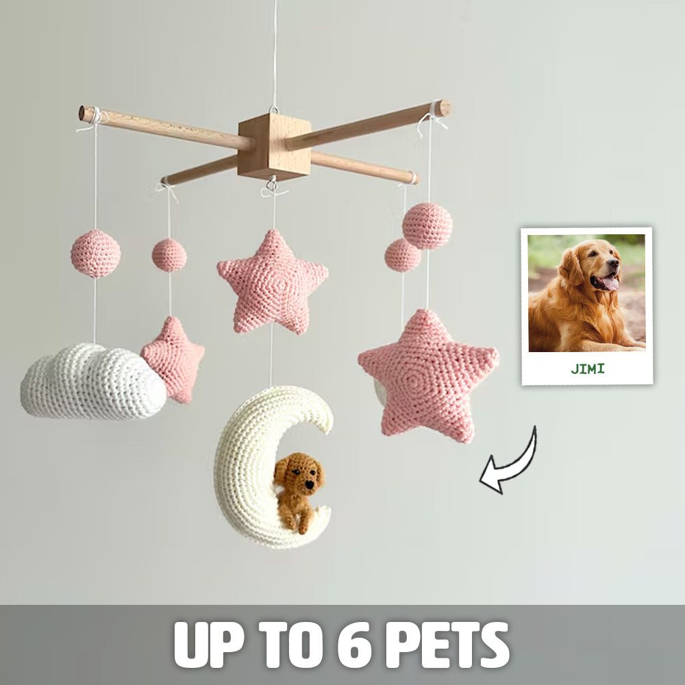 Pet Moon Pink | Custom Crochet Pet Nursery Baby Mobile