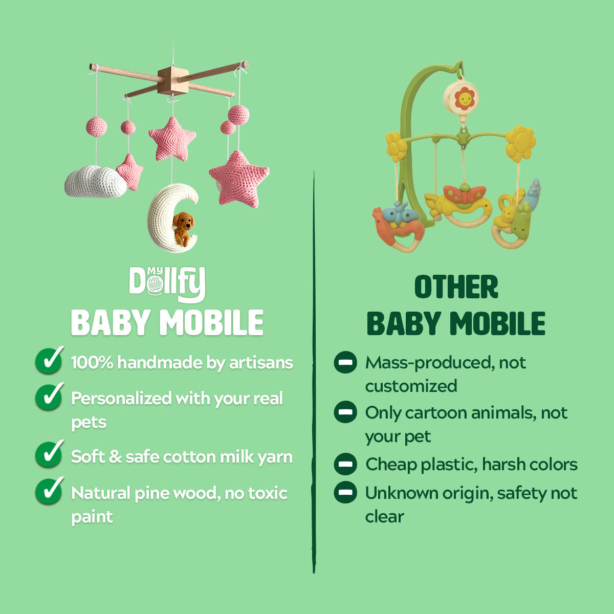 Pet Moon Pink | Custom Crochet Pet Nursery Baby Mobile