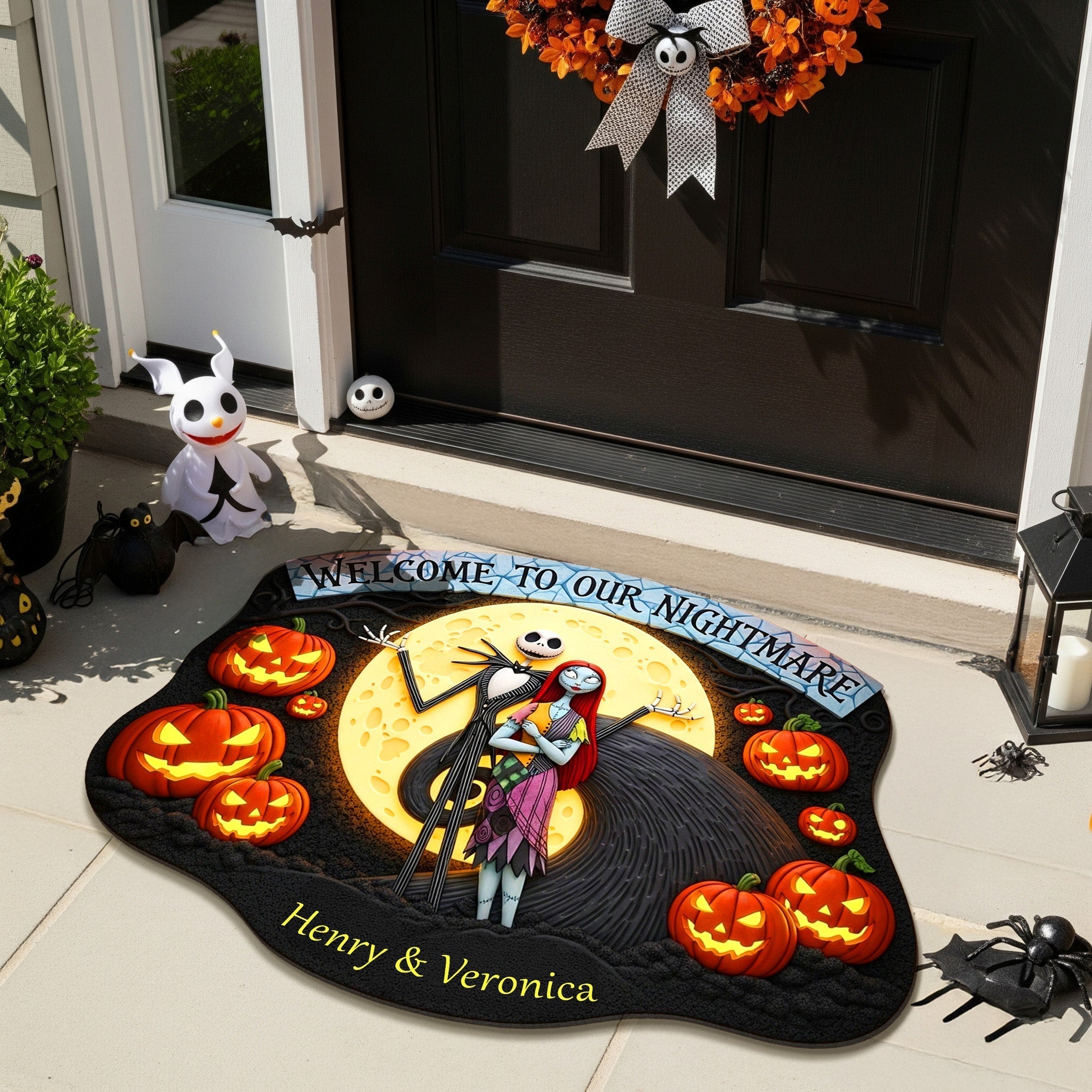 Spooky Couple Custom Shape Doormat - Personalized Gifts For Halloween Couple 01TGMG120825