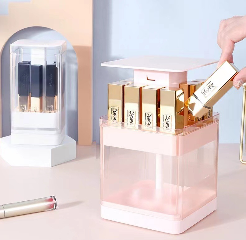 “💄 Auto Lift Lipstick & Gloss Organizer – 12 Slots ✨ Dust-Free”
