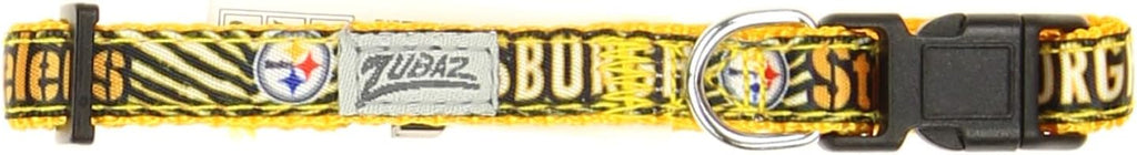 Zubaz NFL Team Adjustable Pet Collar for Dogs & Cats, Pittsburgh Steelers, Medium