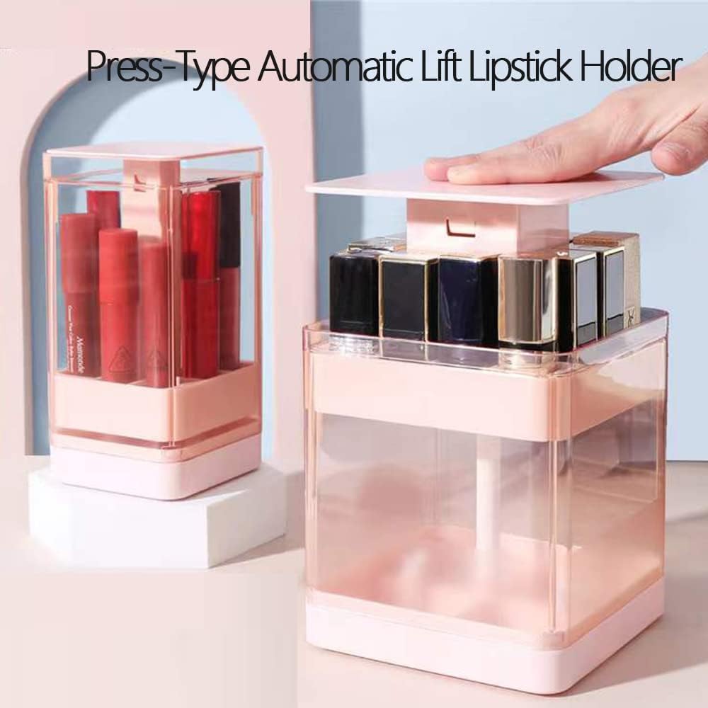 “💄 Auto Lift Lipstick & Gloss Organizer – 12 Slots ✨ Dust-Free”
