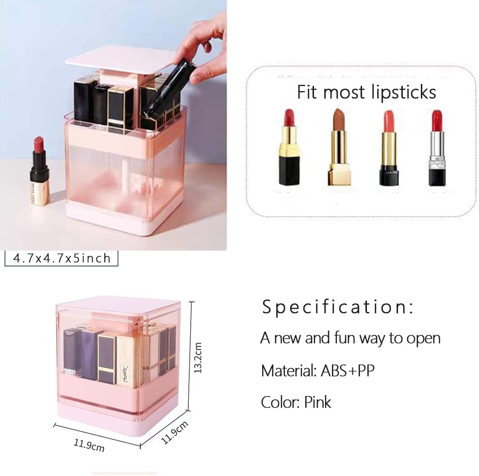 “💄 Auto Lift Lipstick & Gloss Organizer – 12 Slots ✨ Dust-Free”
