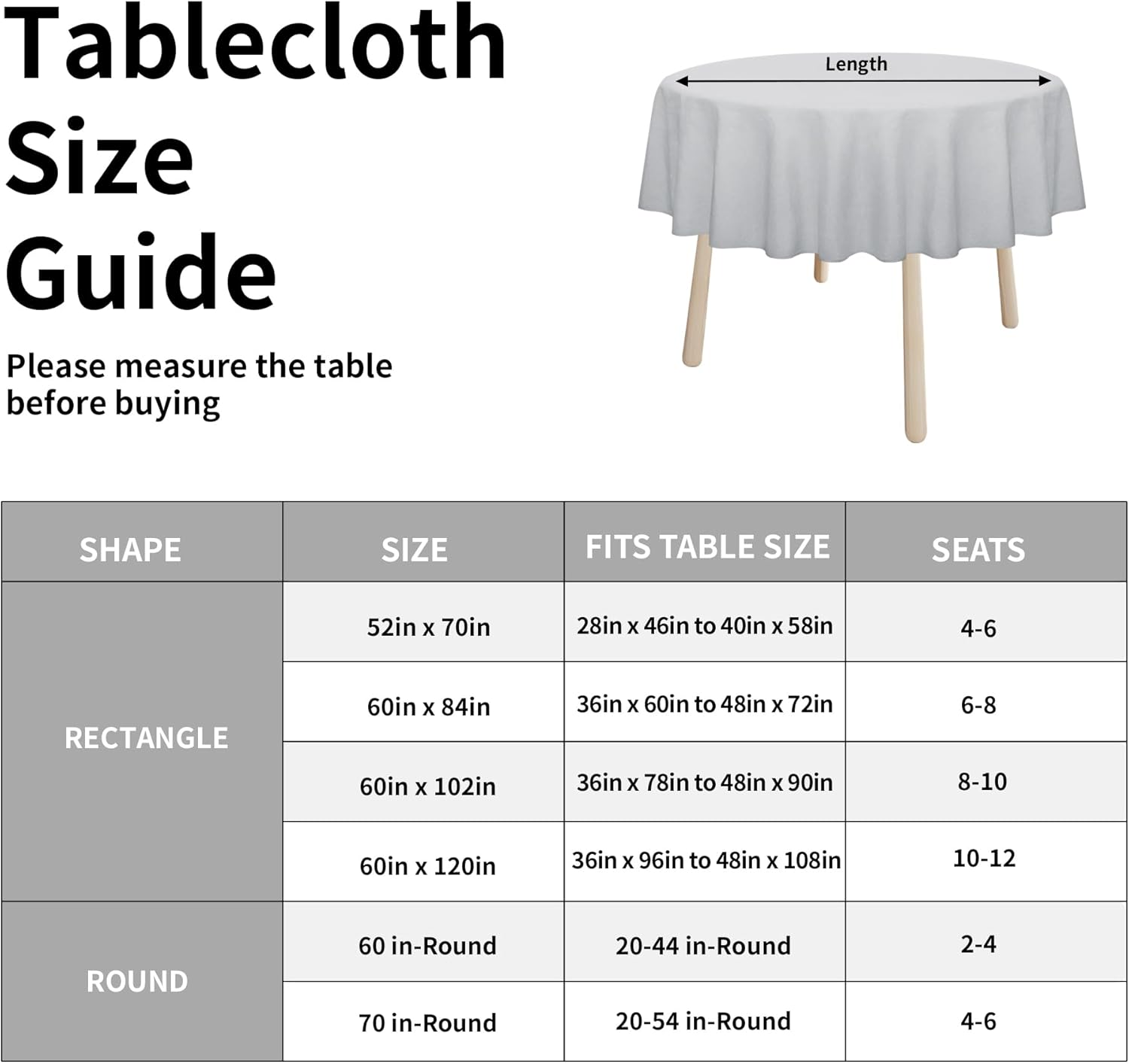 Easy-Going Faux Linen Waterproof Spill-Proof Tablecloth Stain Resistant Rectangle Table Cloth Wrinkle Free Decorative Fabric for Kitchen, Dining, Party, Weddings, Restaurants (52x70 in, Linen)