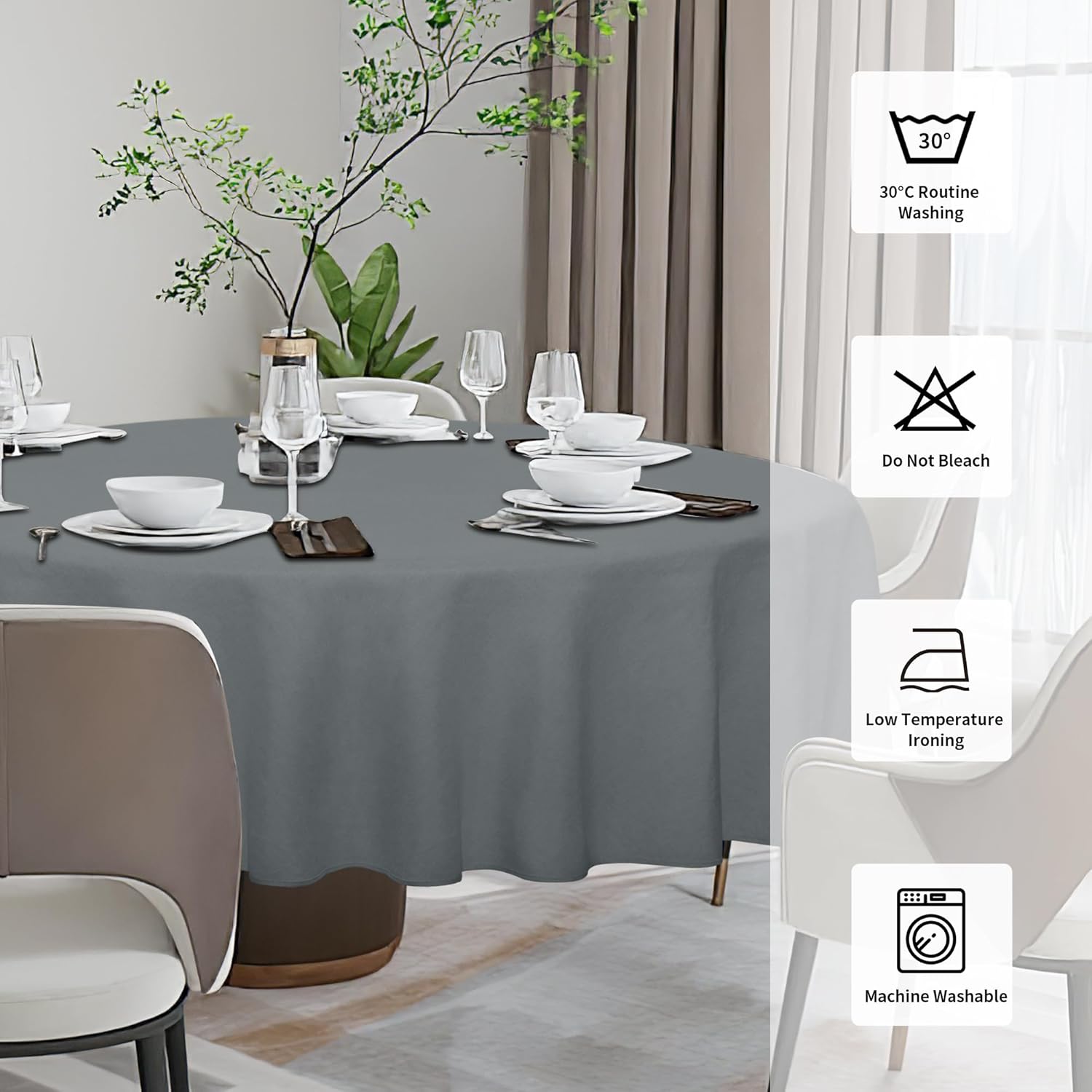 Easy-Going Faux Linen Waterproof Spill-Proof Tablecloth Stain Resistant Rectangle Table Cloth Wrinkle Free Decorative Fabric for Kitchen, Dining, Party, Weddings, Restaurants (52x70 in, Linen)