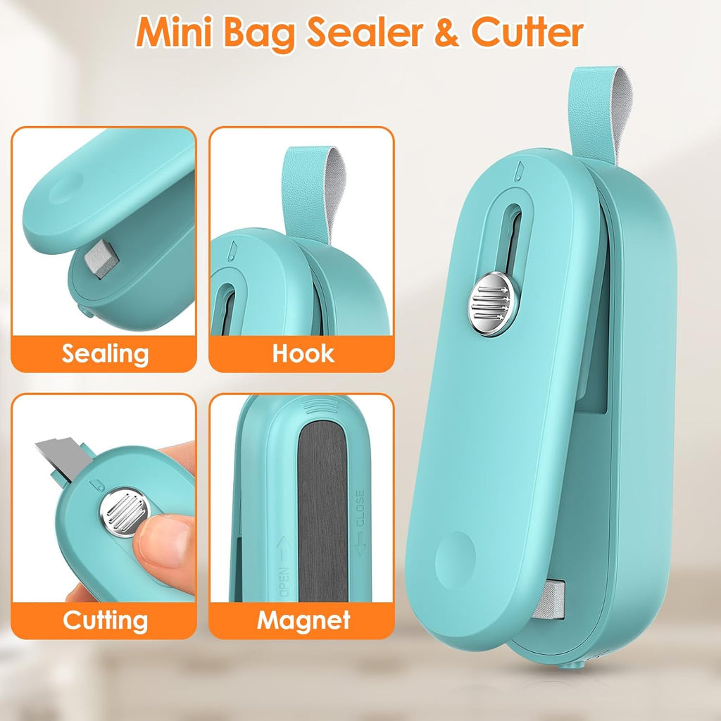 “FEPPO 2-in-1 Mini Bag Sealer & Cutter – Portable Snack Resealer 🔋 Batteries Included”