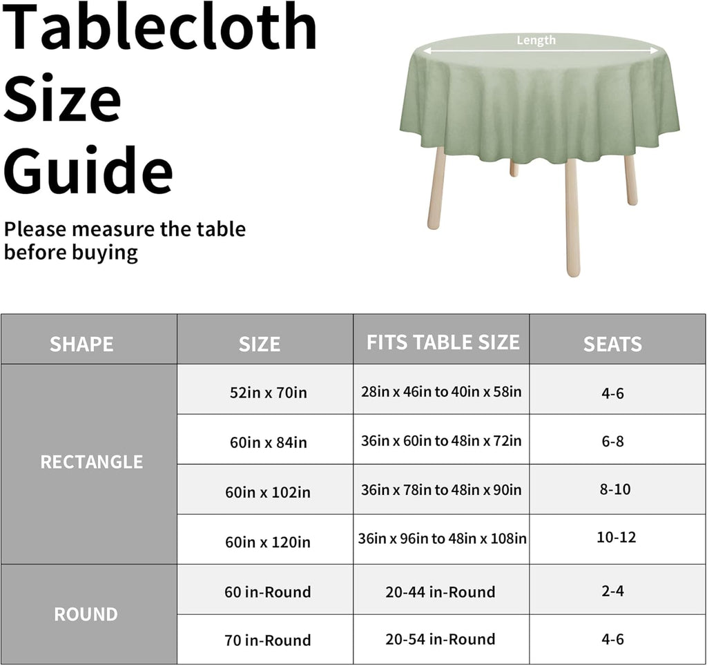 Easy-Going Faux Linen Waterproof Spill-Proof Tablecloth Stain Resistant Rectangle Table Cloth Wrinkle Free Decorative Fabric for Kitchen, Dining, Party, Weddings, Restaurants (52x70 in, Linen)