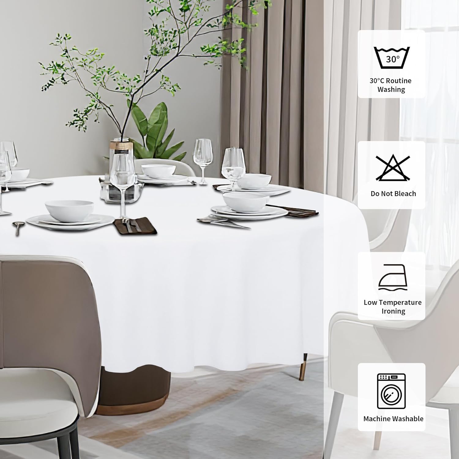 Easy-Going Faux Linen Waterproof Spill-Proof Tablecloth Stain Resistant Rectangle Table Cloth Wrinkle Free Decorative Fabric for Kitchen, Dining, Party, Weddings, Restaurants (52x70 in, Linen)