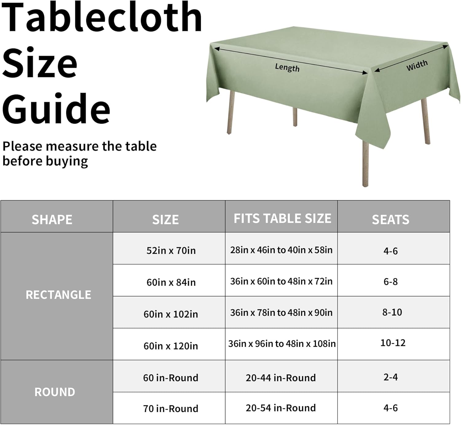 Easy-Going Faux Linen Waterproof Spill-Proof Tablecloth Stain Resistant Rectangle Table Cloth Wrinkle Free Decorative Fabric for Kitchen, Dining, Party, Weddings, Restaurants (52x70 in, Linen)