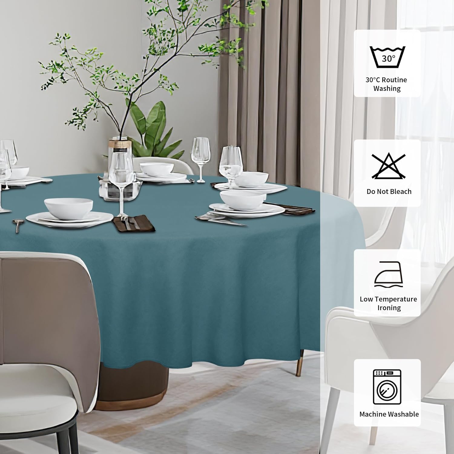 Easy-Going Faux Linen Waterproof Spill-Proof Tablecloth Stain Resistant Rectangle Table Cloth Wrinkle Free Decorative Fabric for Kitchen, Dining, Party, Weddings, Restaurants (52x70 in, Linen)