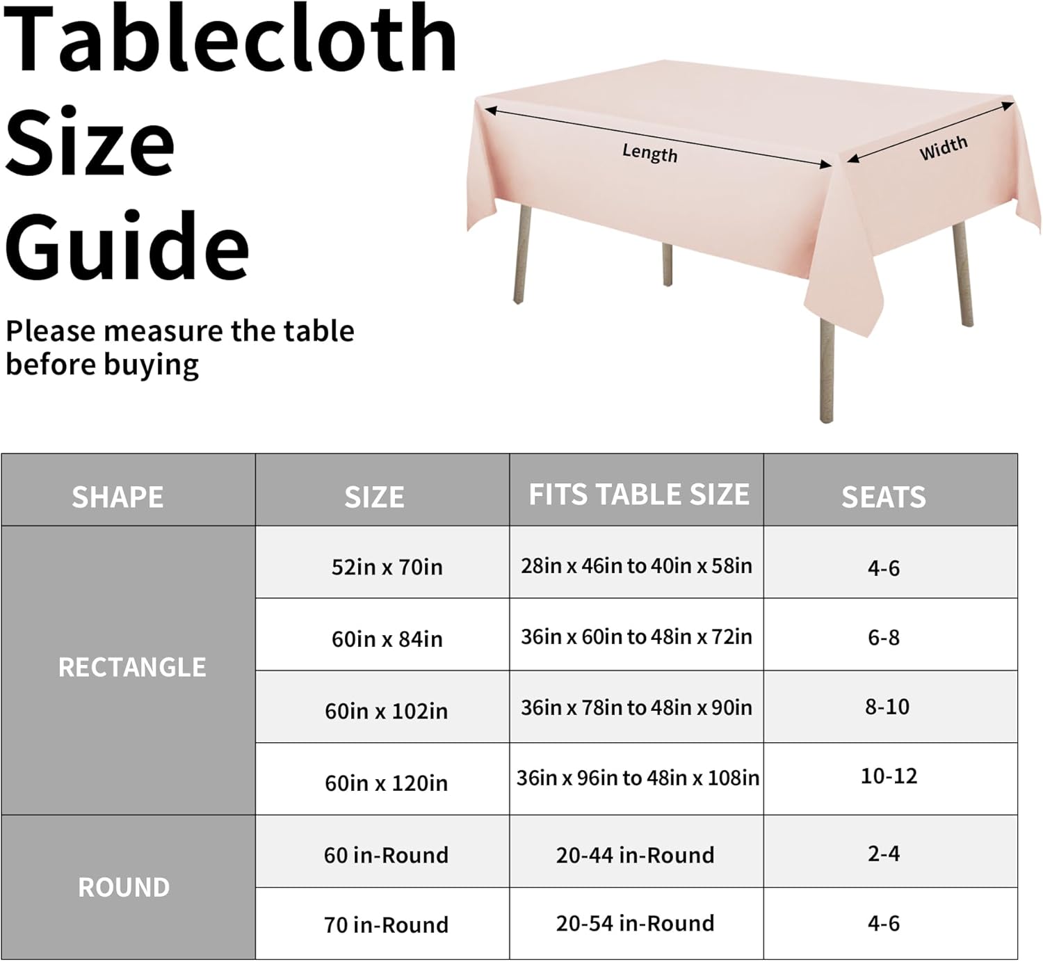 Easy-Going Faux Linen Waterproof Spill-Proof Tablecloth Stain Resistant Rectangle Table Cloth Wrinkle Free Decorative Fabric for Kitchen, Dining, Party, Weddings, Restaurants (52x70 in, Linen)