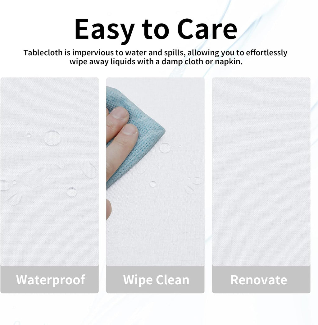 Easy-Going Faux Linen Waterproof Spill-Proof Tablecloth Stain Resistant Rectangle Table Cloth Wrinkle Free Decorative Fabric for Kitchen, Dining, Party, Weddings, Restaurants (52x70 in, Linen)