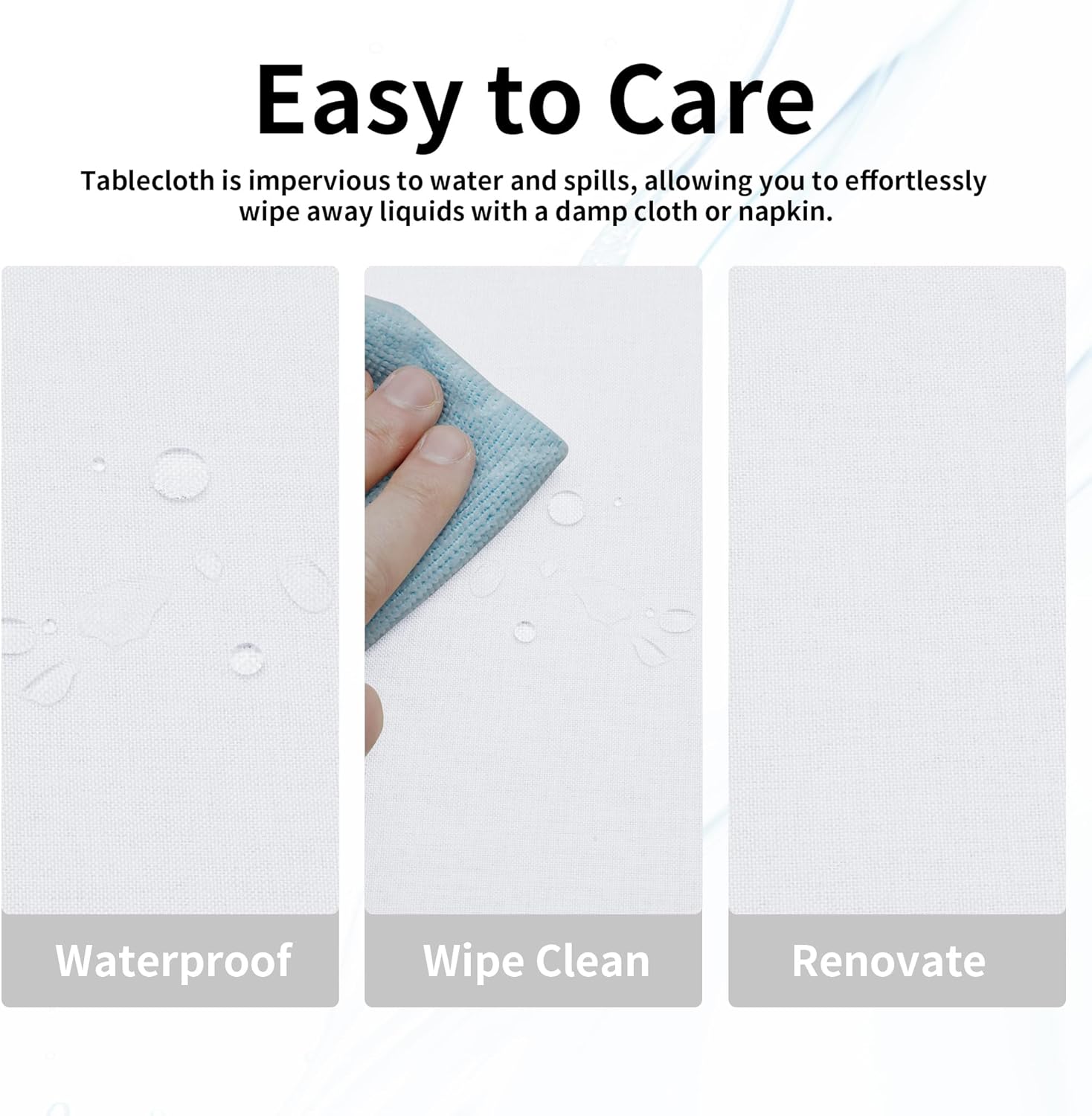 Easy-Going Faux Linen Waterproof Spill-Proof Tablecloth Stain Resistant Rectangle Table Cloth Wrinkle Free Decorative Fabric for Kitchen, Dining, Party, Weddings, Restaurants (52x70 in, Linen)