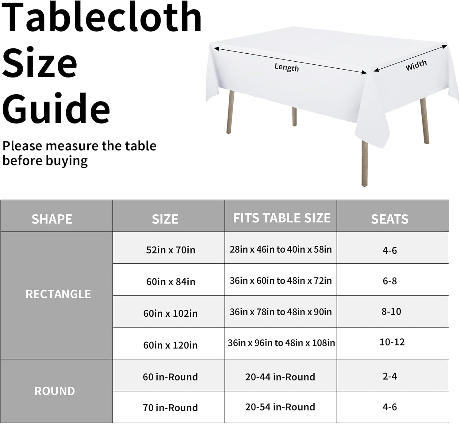 Easy-Going Faux Linen Waterproof Spill-Proof Tablecloth Stain Resistant Rectangle Table Cloth Wrinkle Free Decorative Fabric for Kitchen, Dining, Party, Weddings, Restaurants (52x70 in, Linen)