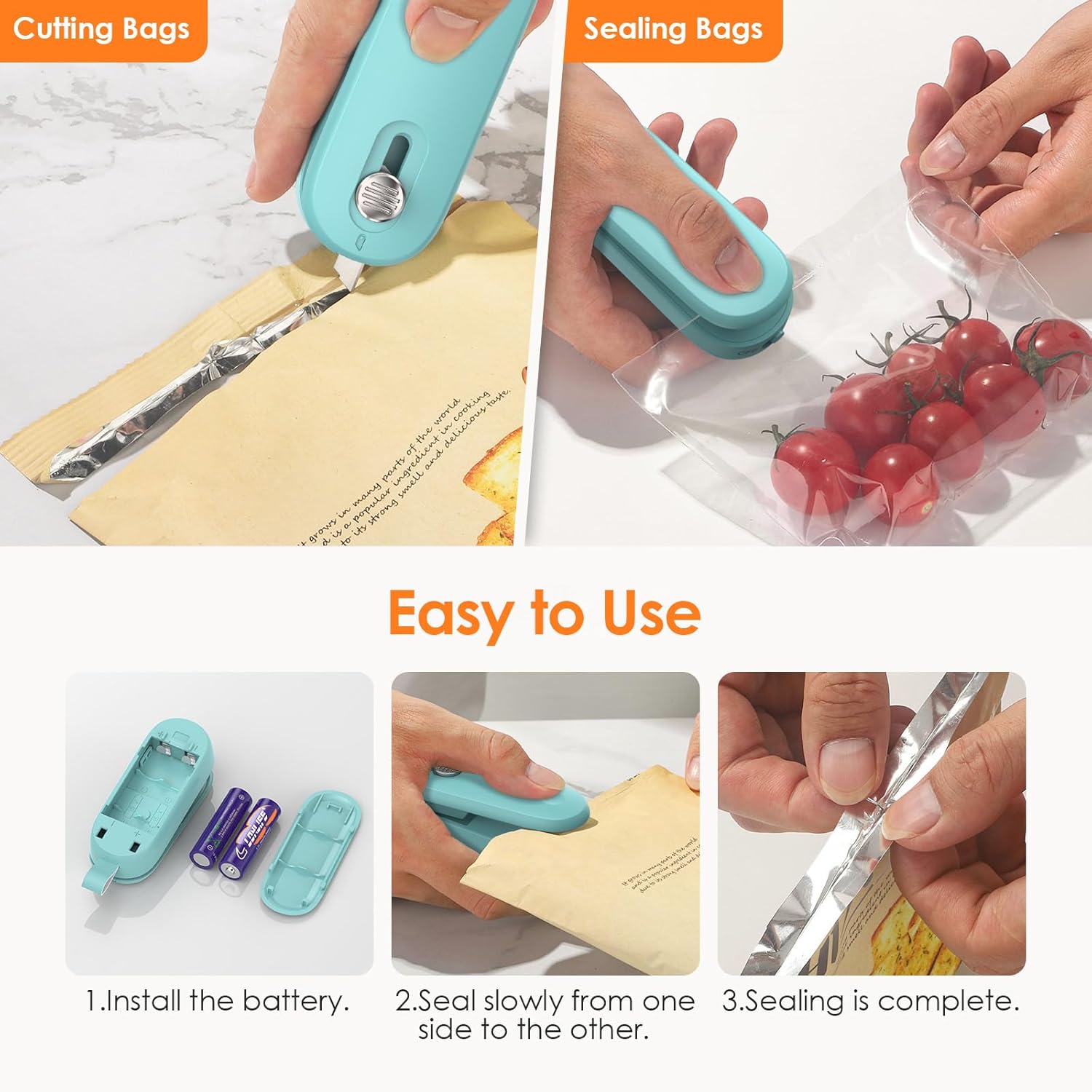 “FEPPO 2-in-1 Mini Bag Sealer & Cutter – Portable Snack Resealer 🔋 Batteries Included”