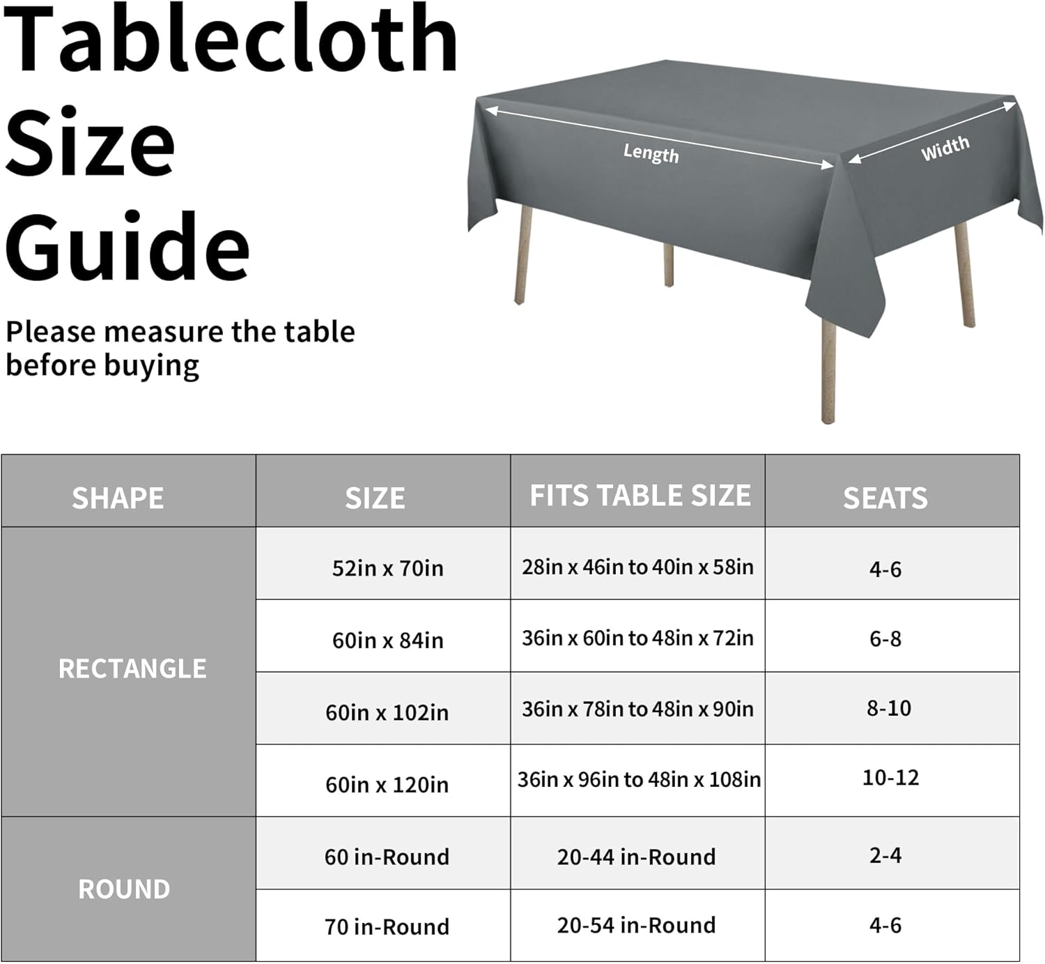 Easy-Going Faux Linen Waterproof Spill-Proof Tablecloth Stain Resistant Rectangle Table Cloth Wrinkle Free Decorative Fabric for Kitchen, Dining, Party, Weddings, Restaurants (52x70 in, Linen)