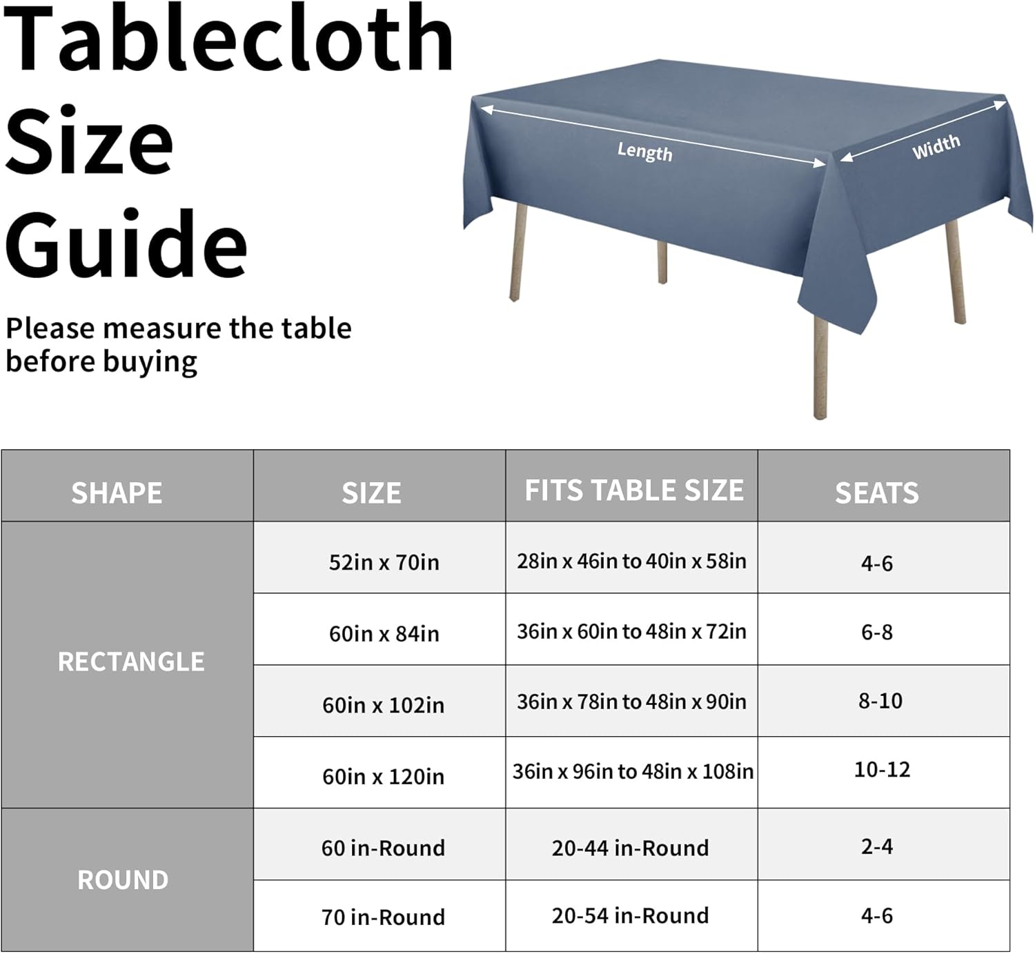 Easy-Going Faux Linen Waterproof Spill-Proof Tablecloth Stain Resistant Rectangle Table Cloth Wrinkle Free Decorative Fabric for Kitchen, Dining, Party, Weddings, Restaurants (52x70 in, Linen)