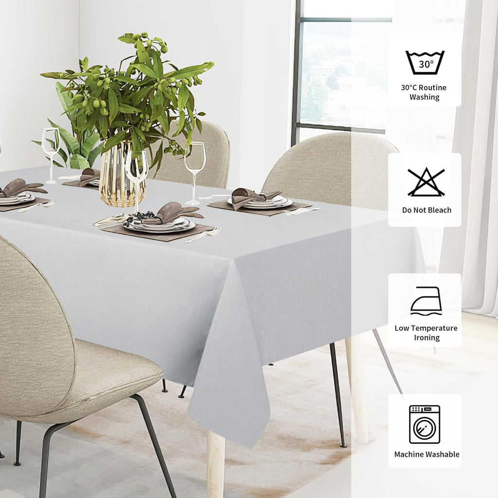 Easy-Going Faux Linen Waterproof Spill-Proof Tablecloth Stain Resistant Rectangle Table Cloth Wrinkle Free Decorative Fabric for Kitchen, Dining, Party, Weddings, Restaurants (52x70 in, Linen)