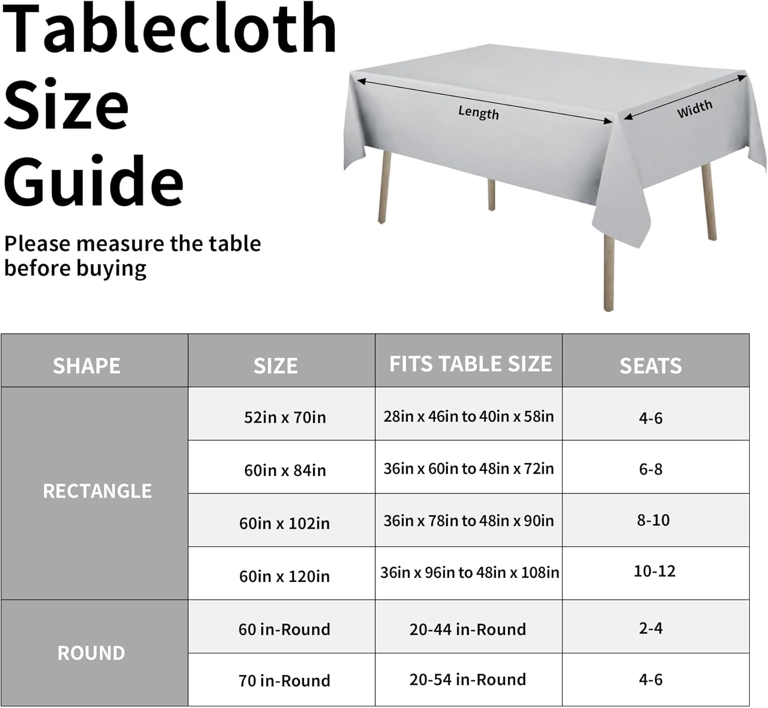 Easy-Going Faux Linen Waterproof Spill-Proof Tablecloth Stain Resistant Rectangle Table Cloth Wrinkle Free Decorative Fabric for Kitchen, Dining, Party, Weddings, Restaurants (52x70 in, Linen)