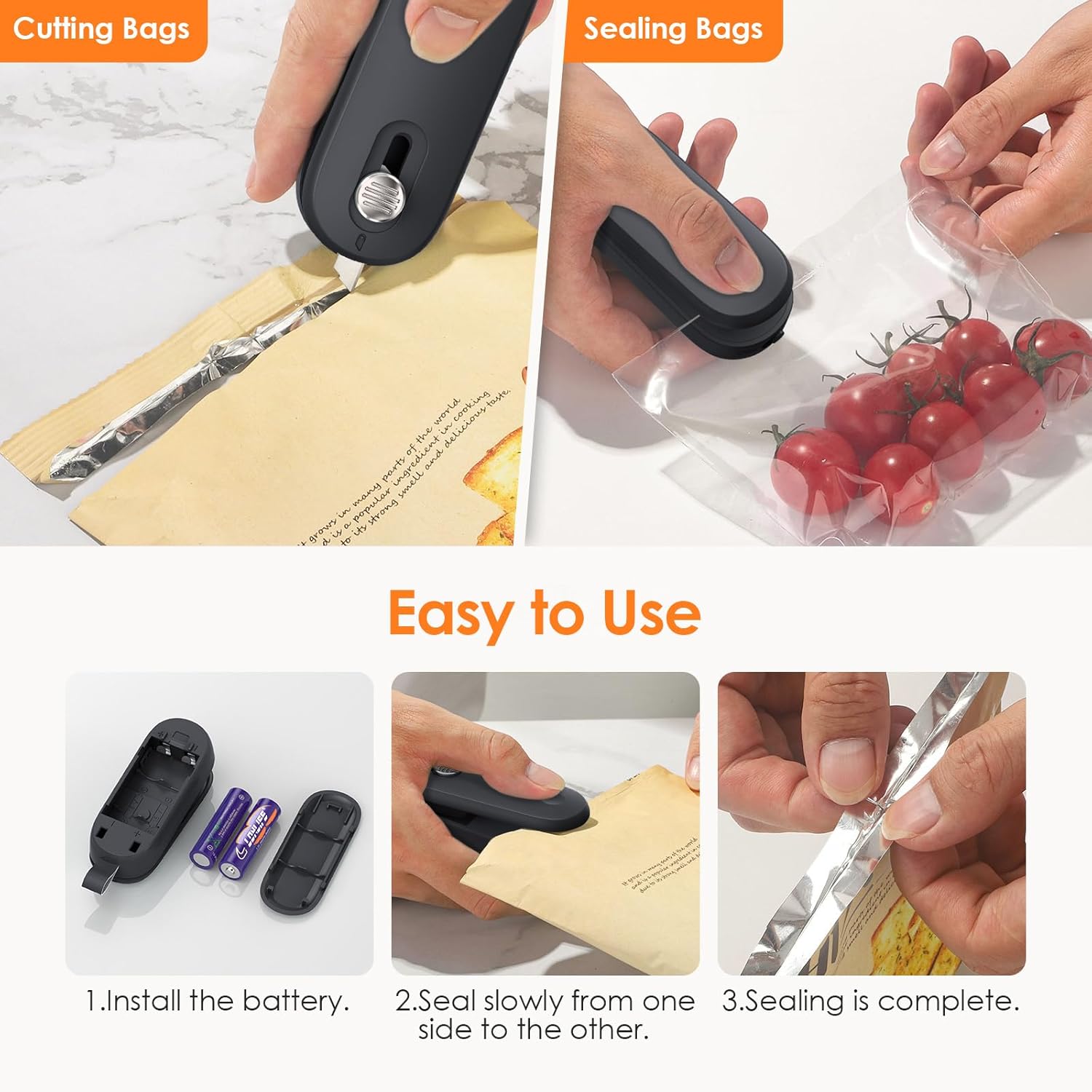 “FEPPO 2-in-1 Mini Bag Sealer & Cutter – Portable Snack Resealer 🔋 Batteries Included”