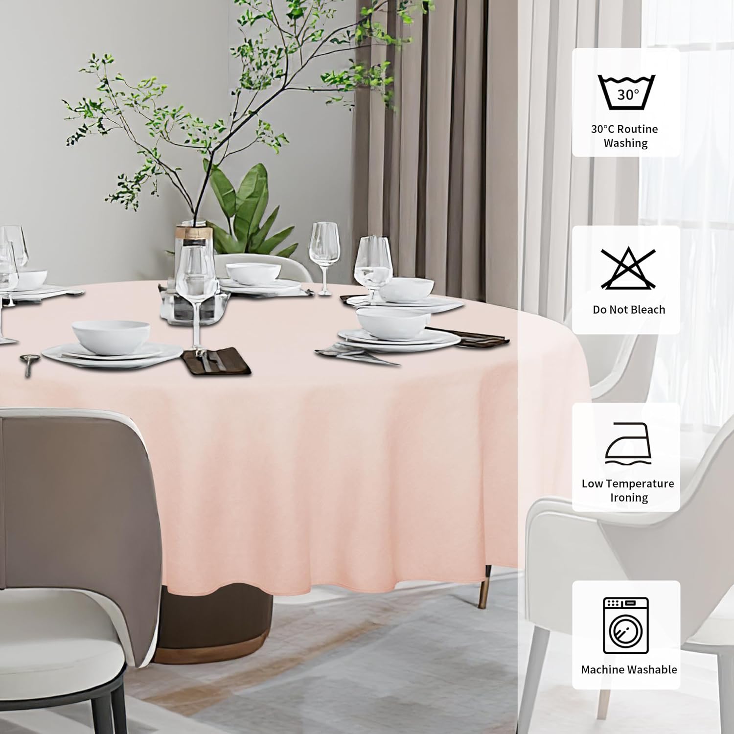 Easy-Going Faux Linen Waterproof Spill-Proof Tablecloth Stain Resistant Rectangle Table Cloth Wrinkle Free Decorative Fabric for Kitchen, Dining, Party, Weddings, Restaurants (52x70 in, Linen)