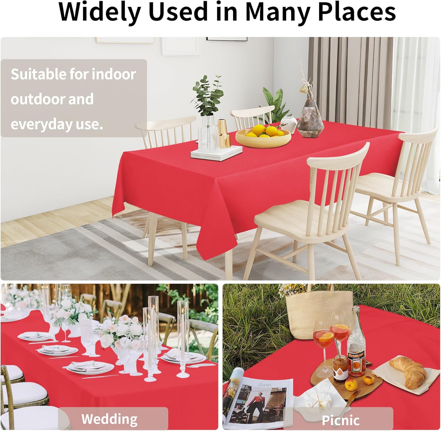 Easy-Going Faux Linen Waterproof Spill-Proof Tablecloth Stain Resistant Rectangle Table Cloth Wrinkle Free Decorative Fabric for Kitchen, Dining, Party, Weddings, Restaurants (52x70 in, Linen)