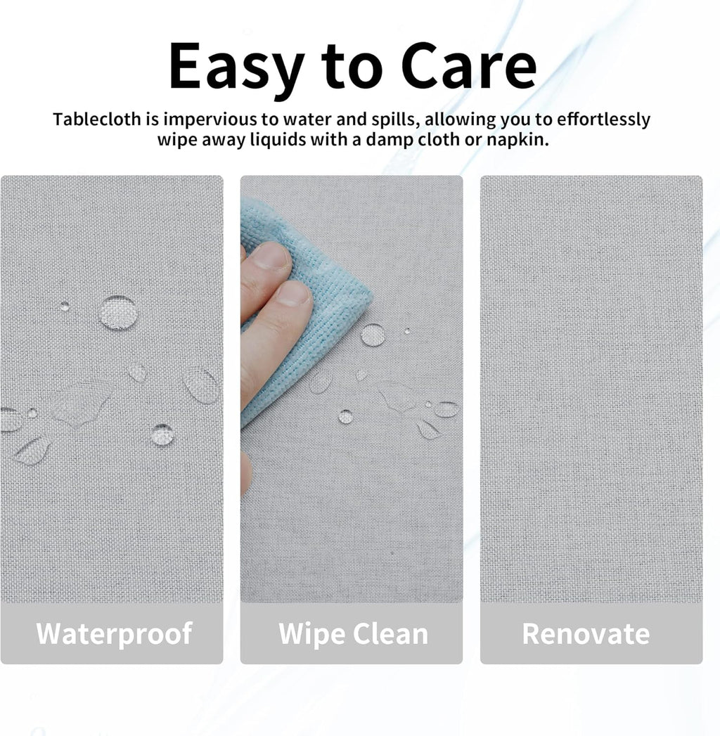 Easy-Going Faux Linen Waterproof Spill-Proof Tablecloth Stain Resistant Rectangle Table Cloth Wrinkle Free Decorative Fabric for Kitchen, Dining, Party, Weddings, Restaurants (52x70 in, Linen)