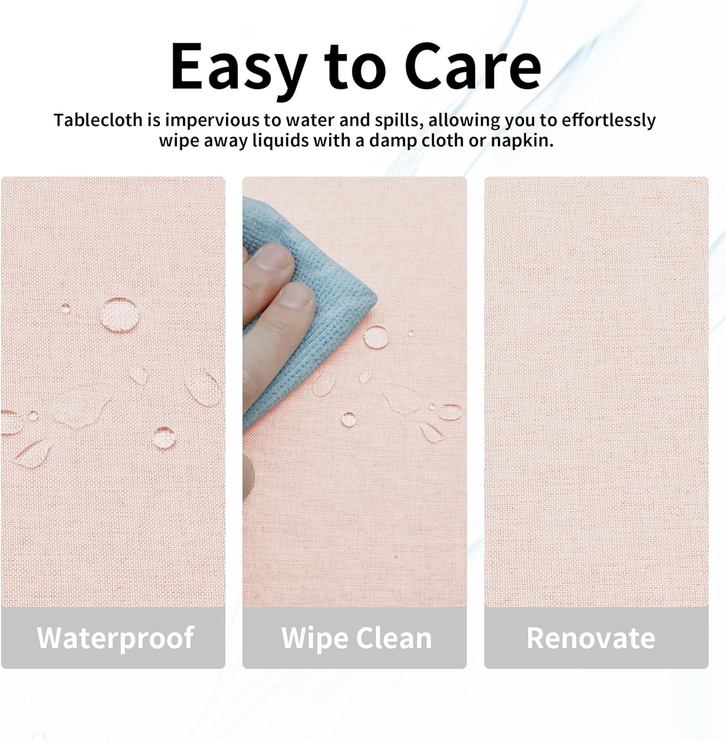 Easy-Going Faux Linen Waterproof Spill-Proof Tablecloth Stain Resistant Rectangle Table Cloth Wrinkle Free Decorative Fabric for Kitchen, Dining, Party, Weddings, Restaurants (52x70 in, Linen)