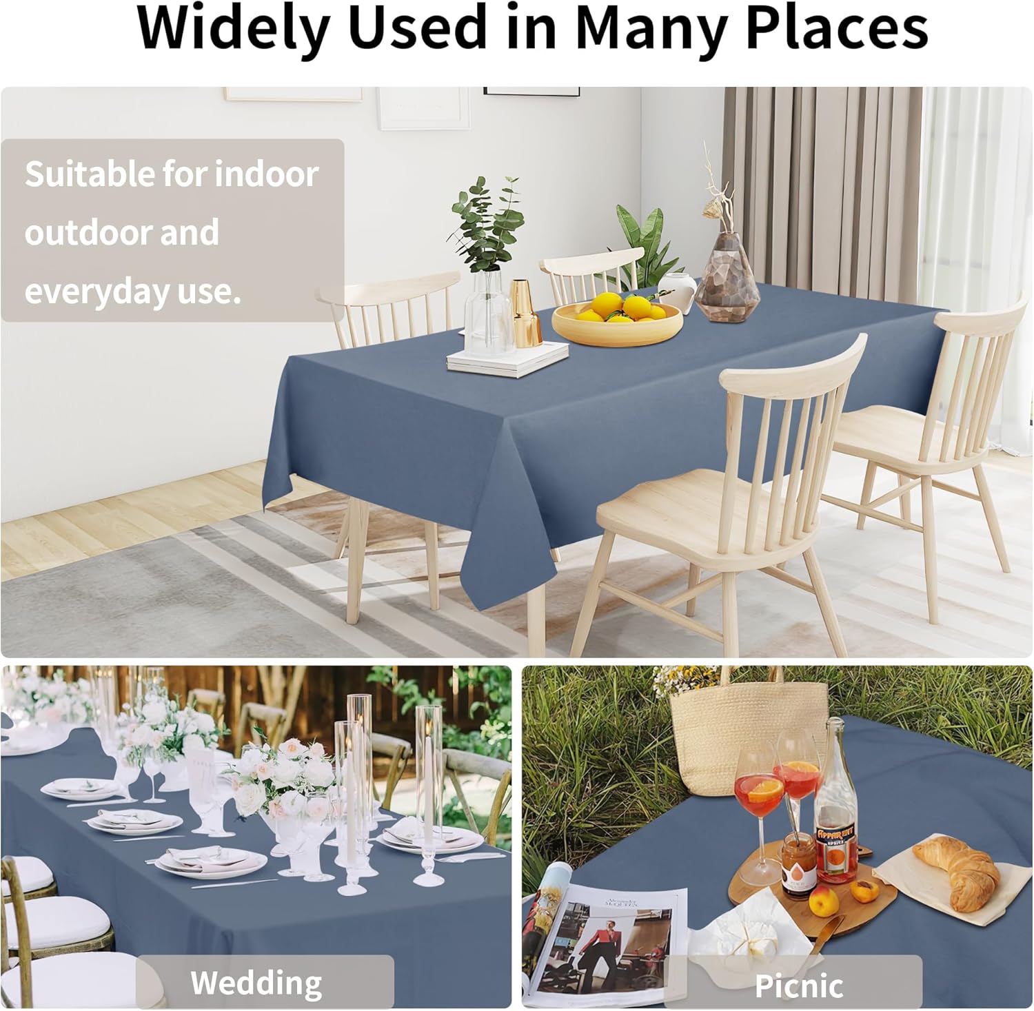 Easy-Going Faux Linen Waterproof Spill-Proof Tablecloth Stain Resistant Rectangle Table Cloth Wrinkle Free Decorative Fabric for Kitchen, Dining, Party, Weddings, Restaurants (52x70 in, Linen)