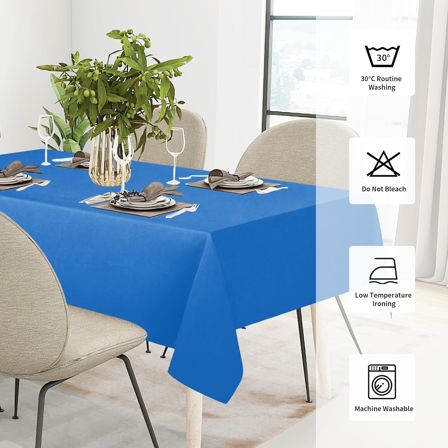 Easy-Going Faux Linen Waterproof Spill-Proof Tablecloth Stain Resistant Rectangle Table Cloth Wrinkle Free Decorative Fabric for Kitchen, Dining, Party, Weddings, Restaurants (52x70 in, Linen)