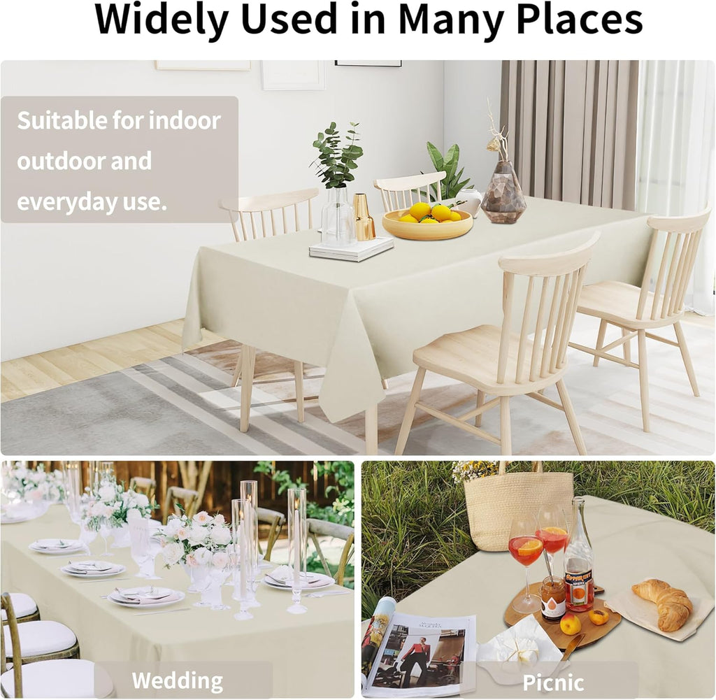 Easy-Going Faux Linen Waterproof Spill-Proof Tablecloth Stain Resistant Rectangle Table Cloth Wrinkle Free Decorative Fabric for Kitchen, Dining, Party, Weddings, Restaurants (52x70 in, Linen)