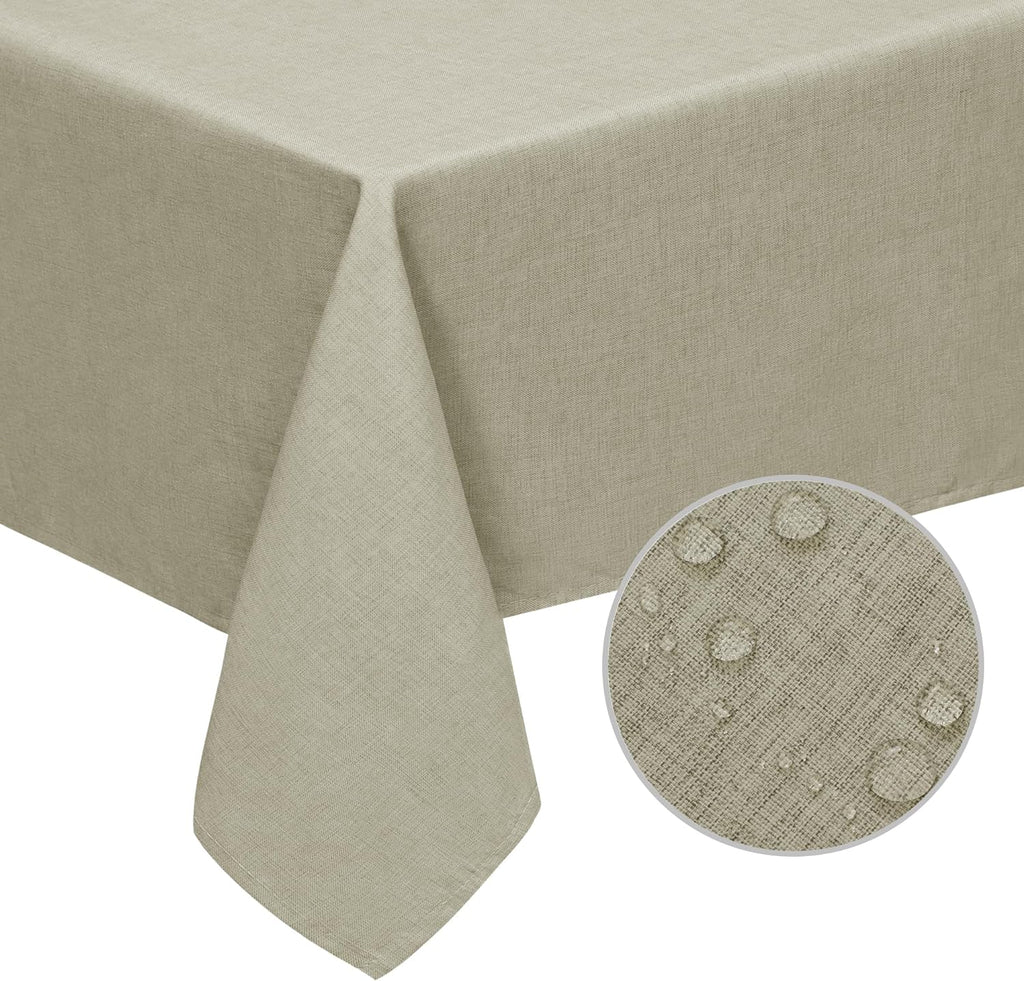Easy-Going Faux Linen Waterproof Spill-Proof Tablecloth Stain Resistant Rectangle Table Cloth Wrinkle Free Decorative Fabric for Kitchen, Dining, Party, Weddings, Restaurants (52x70 in, Linen)