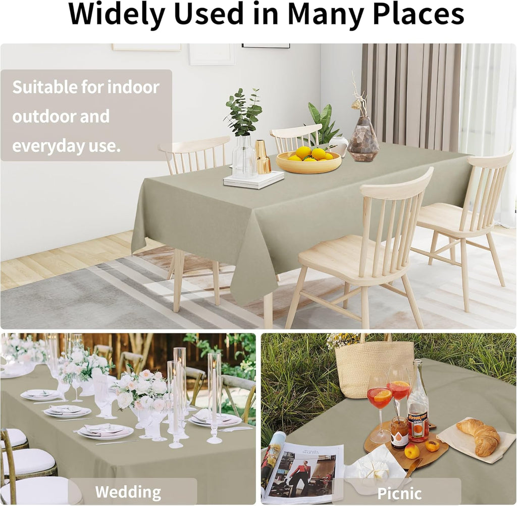 Easy-Going Faux Linen Waterproof Spill-Proof Tablecloth Stain Resistant Rectangle Table Cloth Wrinkle Free Decorative Fabric for Kitchen, Dining, Party, Weddings, Restaurants (52x70 in, Linen)