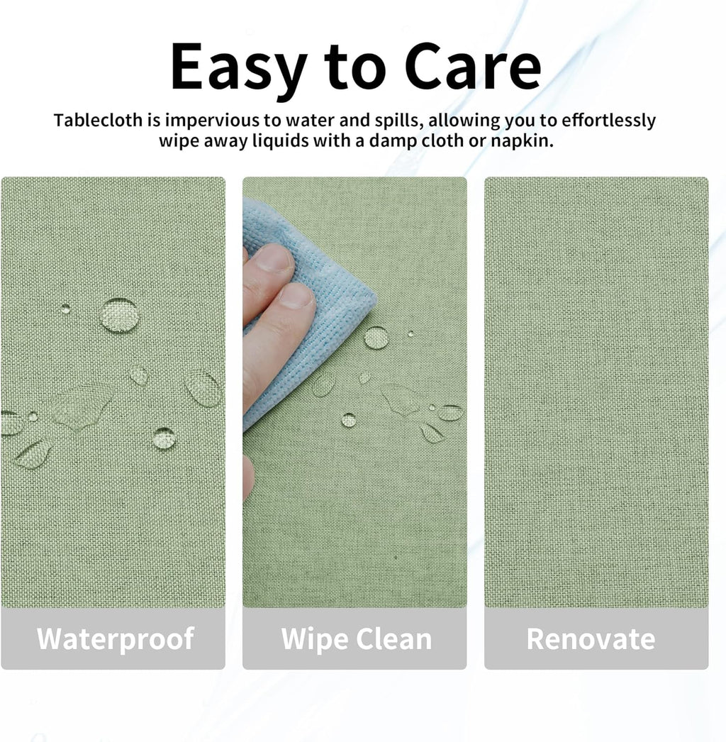 Easy-Going Faux Linen Waterproof Spill-Proof Tablecloth Stain Resistant Rectangle Table Cloth Wrinkle Free Decorative Fabric for Kitchen, Dining, Party, Weddings, Restaurants (52x70 in, Linen)
