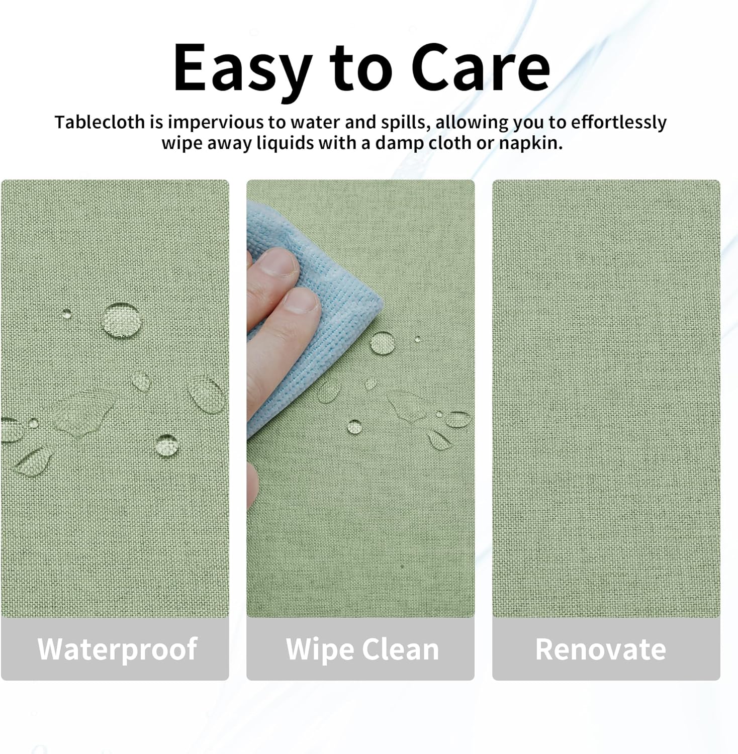 Easy-Going Faux Linen Waterproof Spill-Proof Tablecloth Stain Resistant Rectangle Table Cloth Wrinkle Free Decorative Fabric for Kitchen, Dining, Party, Weddings, Restaurants (52x70 in, Linen)