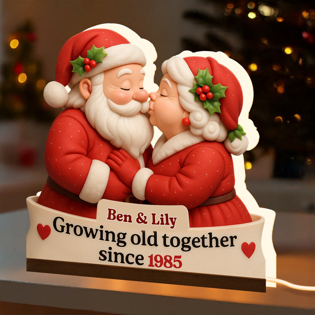 Growing Old Together Since Santa Claus Design - Personalized Acrylic LED Light Box - CPL515_ALIBO