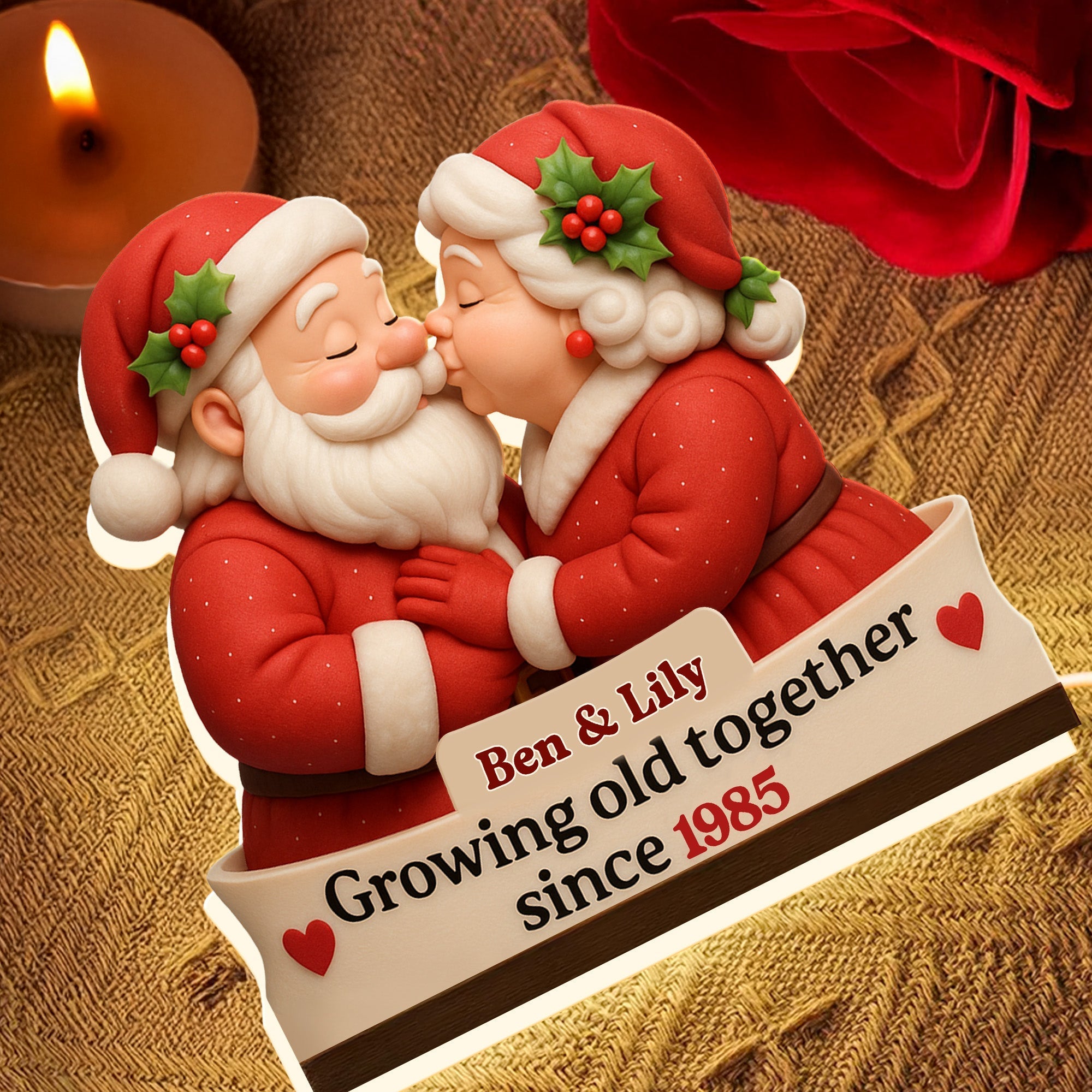 Growing Old Together Since Santa Claus Design - Personalized Acrylic LED Light Box - CPL515_ALIBO