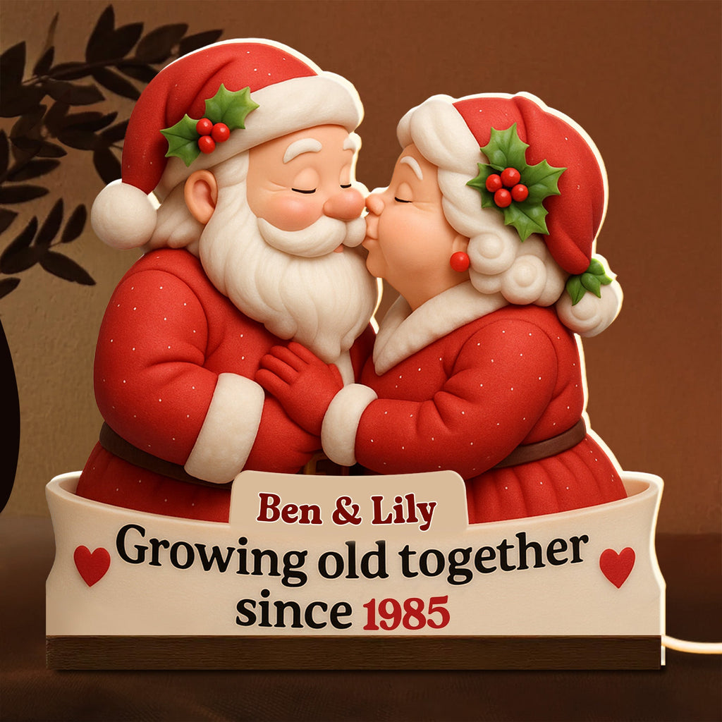 Growing Old Together Since Santa Claus Design - Personalized Acrylic LED Light Box - CPL515_ALIBO