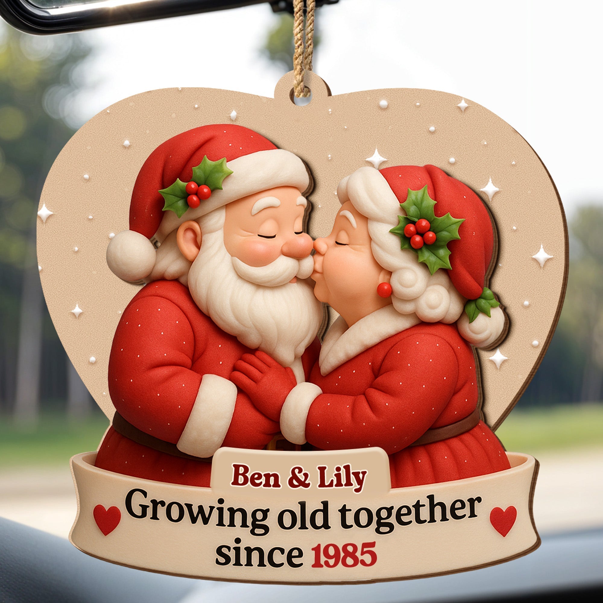 Growing Old Together With Santa And Mrs Claus - Personalized Double Layer Wood Ornament - CPL515_DWO