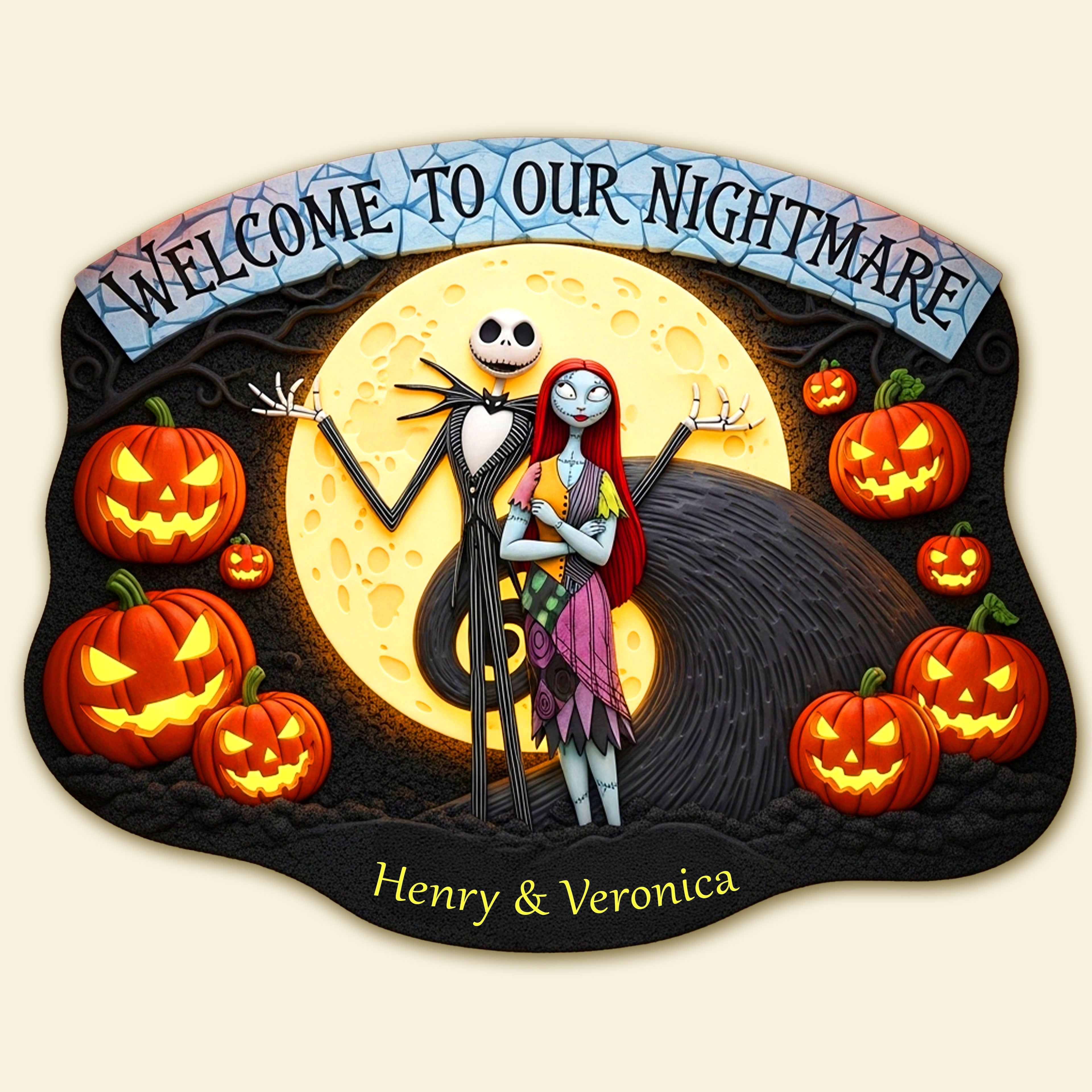 Spooky Couple Custom Shape Doormat - Personalized Gifts For Halloween Couple 01TGMG120825